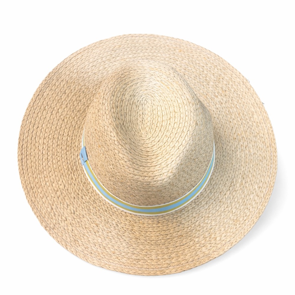 Hat Attack Tan Straw Hat with Blue Band